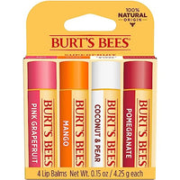 Thumbnail for Burt's Bees Lip Balm - Pink Grapefruit, Mango, Coconut & Pear, and Pomegranate Pack, Lip Moisturizer With Beeswax, Tint-Free, Natural Origin Conditioning Treatment, 4 Tubes, 0.15 oz.