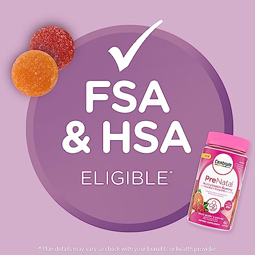Centrum Prenatal Multivitamin Gummies with DHA and Folic Acid, Mixed Berry and Orange Flavors - 60 Count, 30 Day Supply
