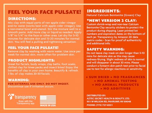 Aztec Secret – Indian Healing Clay 32 Oz – Deep Pore Cleansing Facial & Body Mask – The Original 100% Natural Calcium Bentonite Clay – New Version 2