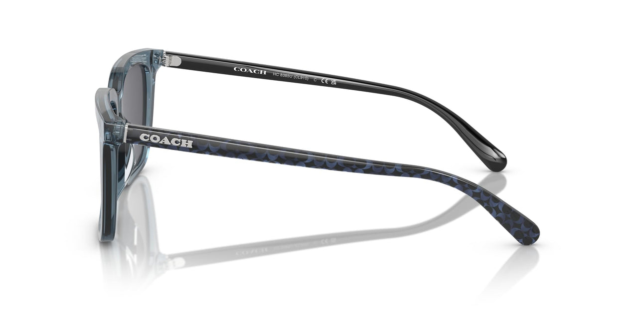 COACH HC8385U Universal Fit Sunglasses, Transparent Blue/Blue Solid, 54 mm