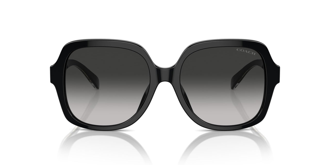 COACH Women's HC8395F Low Bridge Fit Square Sunglasses, Black/Grey Gradient, 56 mm