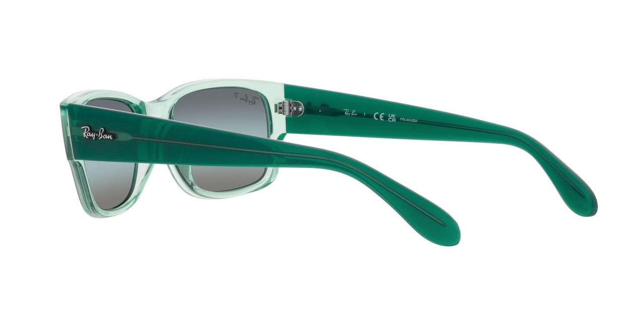 Ray-Ban Unisex RB4388 Square Sunglasses, Transparent Green/Blue Polarized, 58 mm