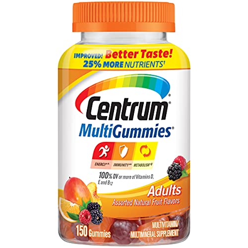 Centrum MultiGummies Gummy Multivitamin for Adults, with Vitamins D, B and E, Assorted Flavor, Fruit, 150 Count