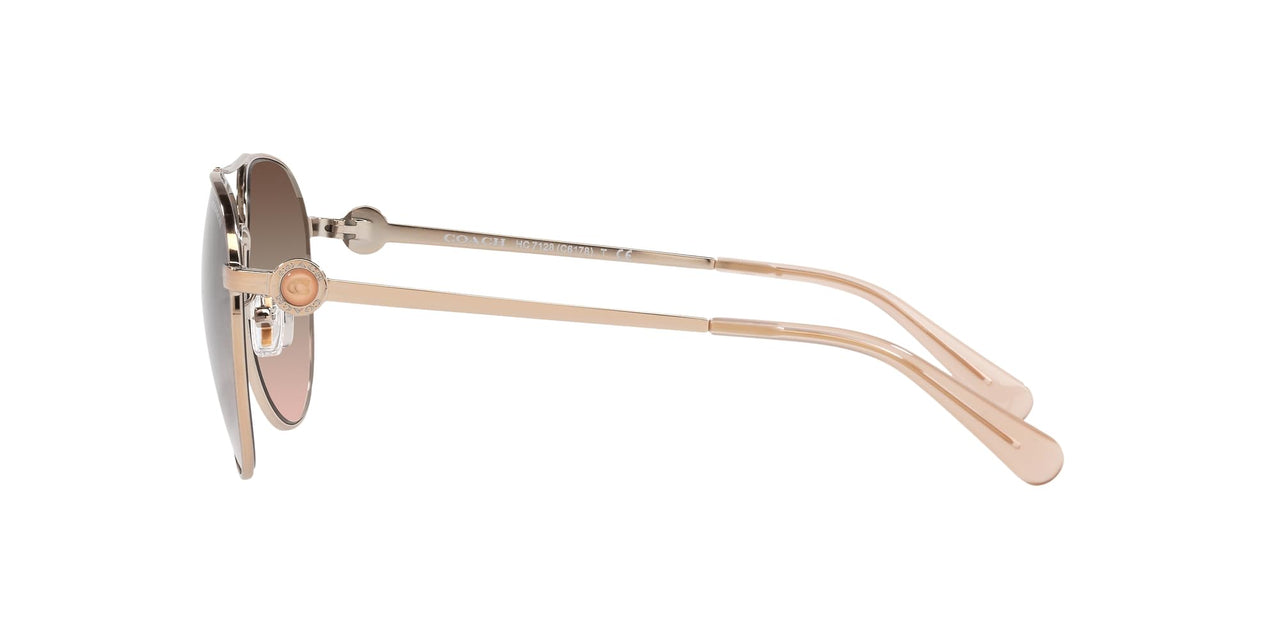 Coach HC7128 Sunglasses, Shiny Rose Gold/Brown Pink Gradient, 58 mm