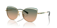 Thumbnail for COACH Women's HC7162 Cat Eye Sunglasses, Shiny Light Gold/Pine/Green Champagne Gradient, 57 mm