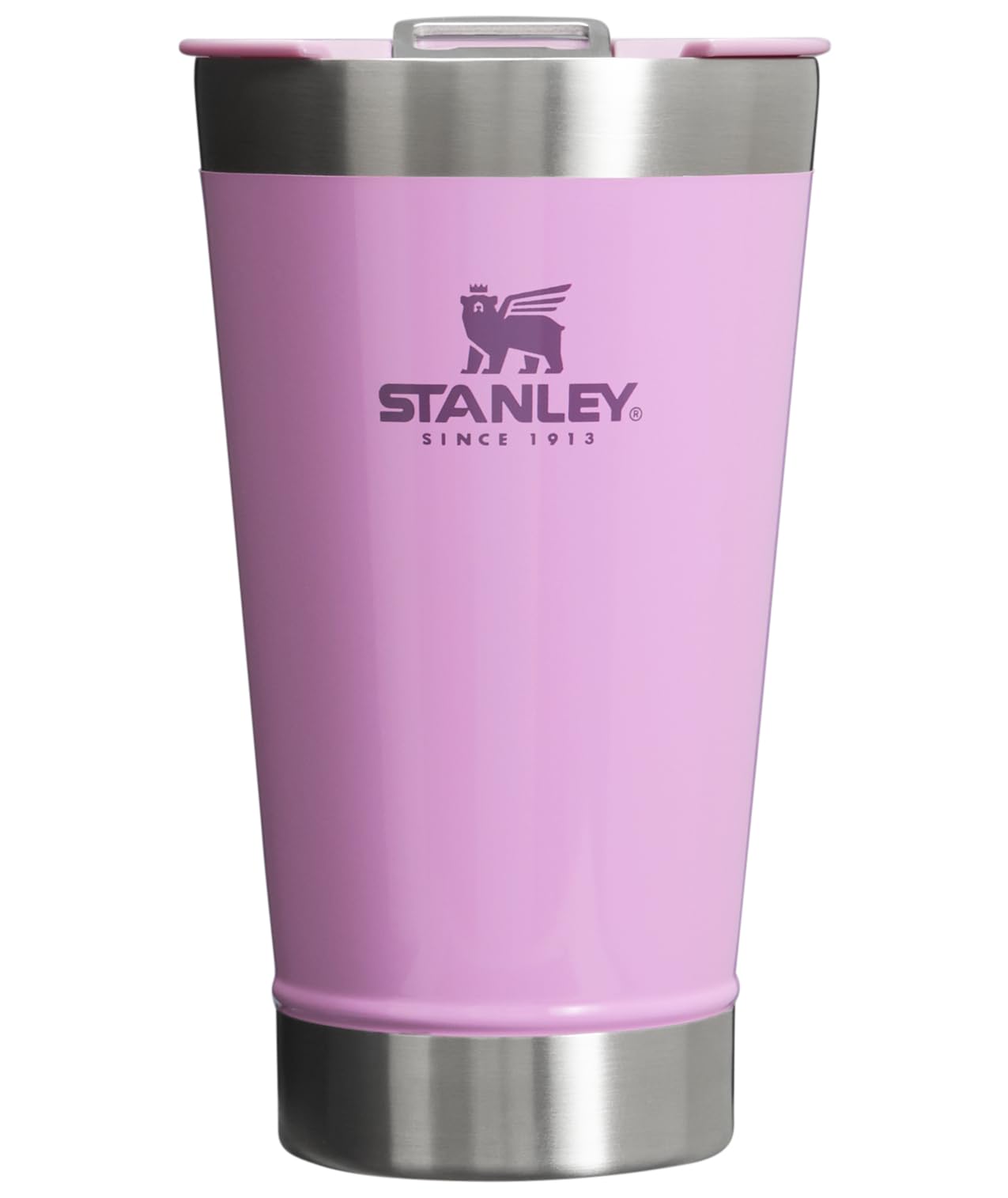 STANLEY Stay-Chill Beer Pint 16 oz | Wide Mouth Lid | Built-In Bottle Opener | Beer Tumbler Cup | Insulated Stainless Steel Pint Glass | BPA-Free | Lilac Gloss
