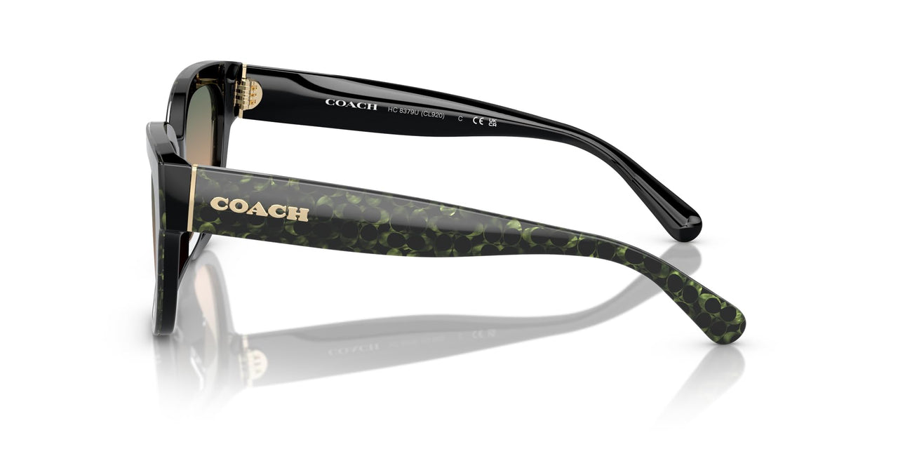 Coach HC8379U Universal Fit Sunglasses, Emerald Pearl Signature C/Green Peach Gradient, 54 mm