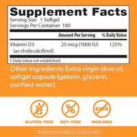 Thumbnail for Doctor's Best Best Vitamin D3 1000 IU, Softgel Capsules, 180-Count