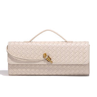 Thumbnail for Covelin Women's Handmade Woven Evening Bag Leather Shoulder Clutch Handbag Fashion Crossbody Purse Beige