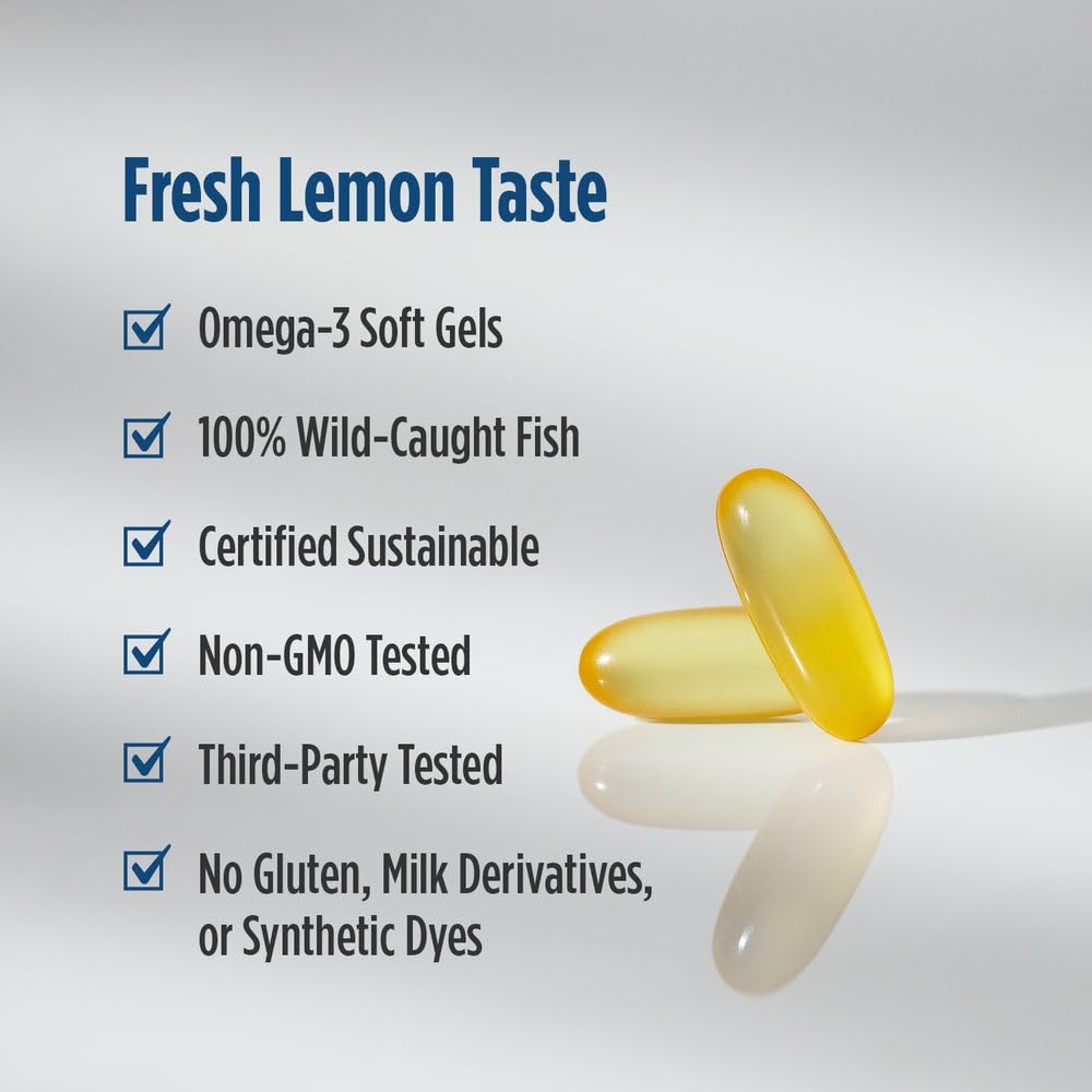Nordic Naturals ProOmega-D, Lemon Flavor - 180 Soft Gels - 1280 mg Omega-3 + 1000 IU D3 - High-Potency Fish Oil - EPA & DHA - Brain, Eye, Heart, & Immune Health - Non-GMO - 90 Servings