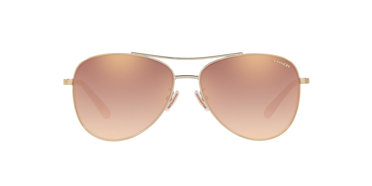 Coach HC7079 Sunglasses, Light Gold/Rose Gold Gradient Mirrored, 58 mm