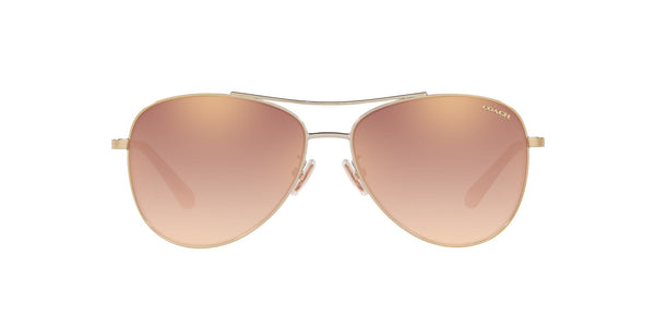 Coach HC7079 Sunglasses, Light Gold/Rose Gold Gradient Mirrored, 58 mm