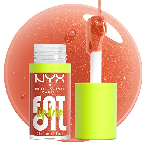 NYX PROFESSIONAL MAKEUP Fat Oil Lip Drip, Moisturizing Lip Oil Gloss, Vegan Tinted Formula, Up to 12 HR Hydration - Follow Back (Shimmering Warm Nude)