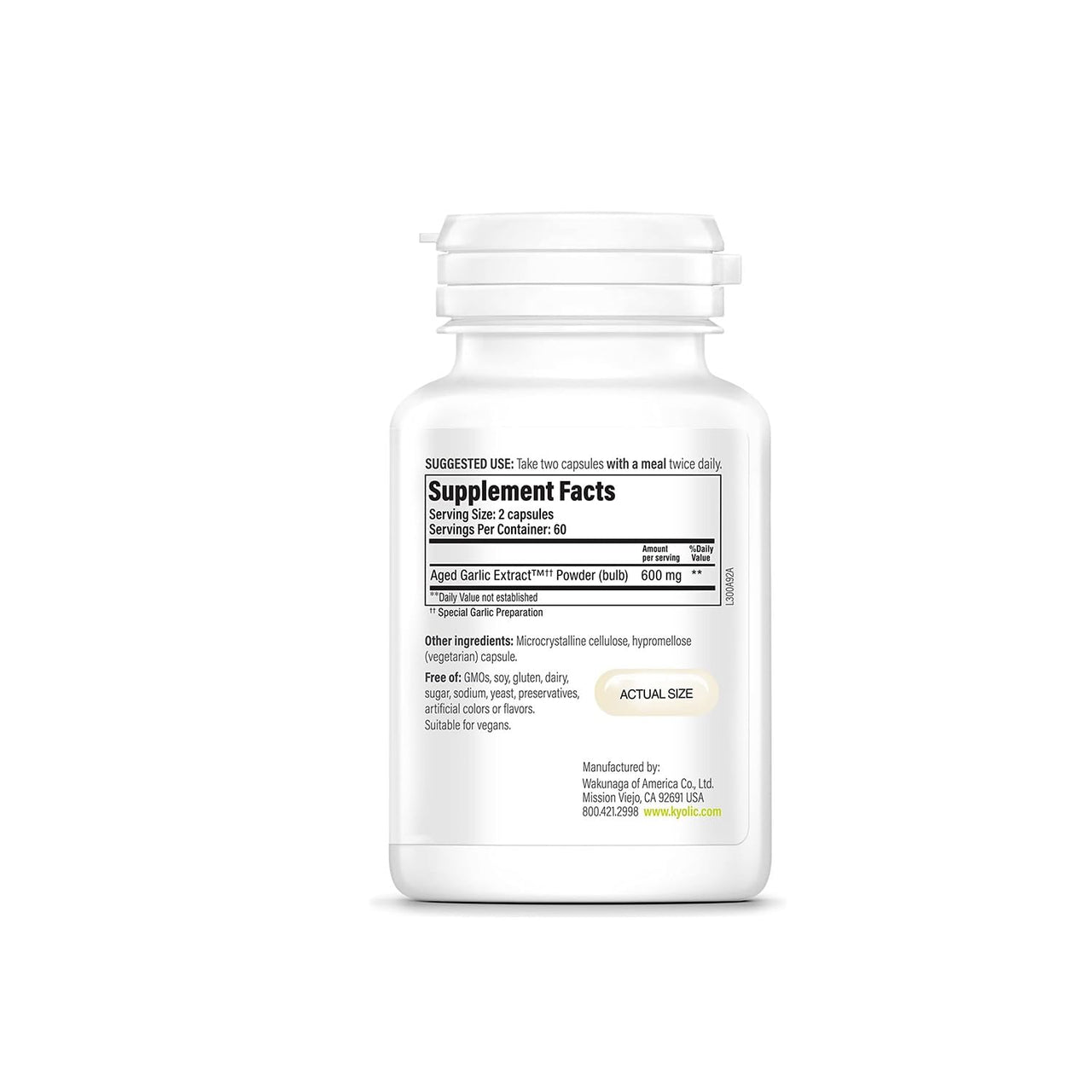 Kyolic Aged Garlic Extract Formula 300, Cardiovascular Health*, Vegan, 120 Capsules
