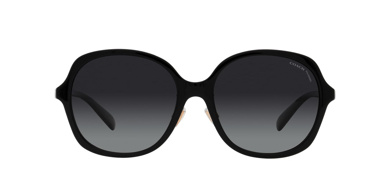 COACH HC8360F Low Bridge Fit Sunglasses, Black/Grey Gradient Polarized, 58 mm