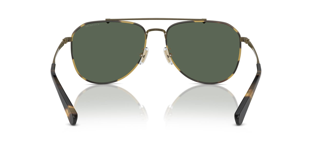 COACH Men's HC7164 Aviator Sunglasses, Antique Gold/Tokyo Tortoise/Green Solid, 59 mm