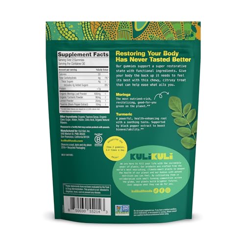 Kuli Kuli Super Energy Gummies - Energy Supplements with Moringa, Caffeine-Free Natural Energy Booster - 60 Non-GMO, Gluten-Free Moringa Gummies