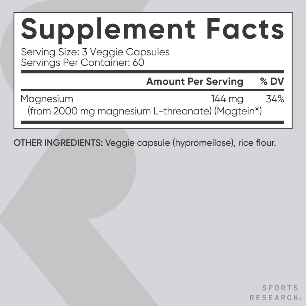 Sports Research® Gym Pro Pack - Creatine Monohydrate Powder w/Creapure Gain Lean Muscle, Improve Performance, Support Workout Recovery + Magnesium L-Threonate Capsules 2000mg - High-Absorption Magtein