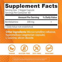 Thumbnail for Doctor's Best Benfotiamine 300 with BenfoPure, Helps Maintain Healthy Glucose Metabolism, Non-GMO, Vegan, Gluten Free, Soy Free, 300 mg, 60 Veggie Caps