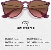 Thumbnail for Ray-Ban RB4171 ERIKA CLASSIC Phantos Shaped Non-Polarized Sunglasses for Women – Includes Official RAYBAN Eyewear Kit – Ideal Formal & Casual Wear Sunglasses – Pink Gradient Brown Lens