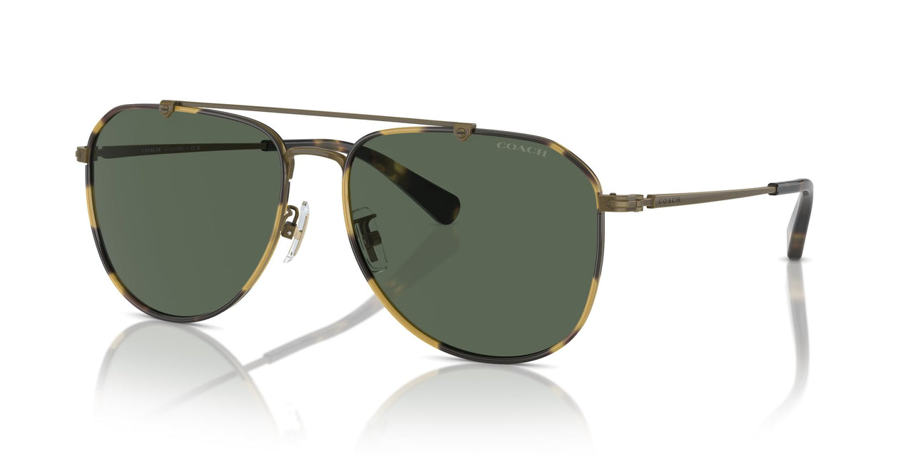 COACH Sunglasses HC 7164 933371 Antique Gold/Tokyo Tortoise Green Solid Polyam