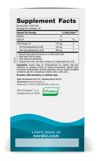 Thumbnail for Nordic Naturals Algae Omega - 60 Soft Gels - 715 mg Omega-3 - Certified Vegan Algae Oil - Plant-Based EPA & DHA - Heart, Eye, Immune & Brain Health - Non-GMO - 30 Servings