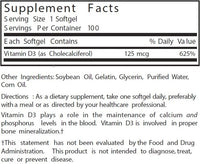 Thumbnail for Nature's Blend Vitamin D3 125 MCG (5000 IU) Easy-to-Swallow, 100 SOFTGELS