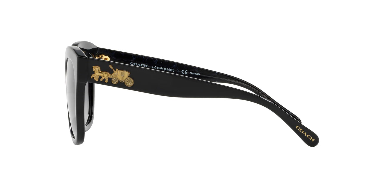 Coach HC8264 Sunglasses, Black/Grey Gradient Polarized, 56 mm