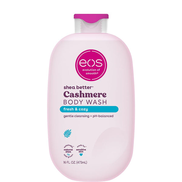 eos Cashmere Body Wash – Fresh & Cozy, Moisturizing Body Wash, Creamy Gel Formula, with Shea Butter, Glycerin, Vitamin E, pH Balanced, Sensitive Skin, Vegan, 16 fl oz