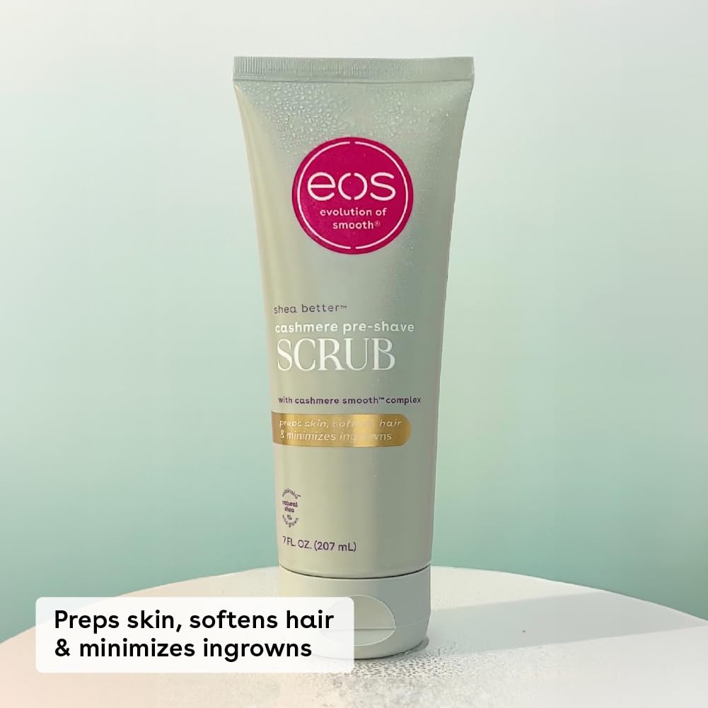 eos Cashmere Skin Collection Pre-Shave Scrub- Vanilla Cashmere Scented, Exfoliating Body Scrub, 7 fl oz