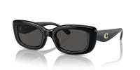 Thumbnail for COACH Women's HC8390U Sculpted C Hardware Universal Fit Rectangular Sunglasses, Black/Grey Solid, 51 mm