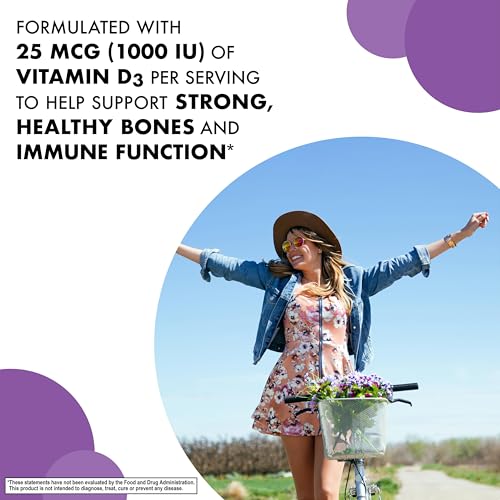 Bluebonnet Nutrition EarthSweet Vitamin D3 1000IU - Bone & Immune Support Supplement - Raspberry Chewable Vitamin D Supplement for Women & Men - Soy-Free, Gluten-Free, Non-GMO - 90 Tablets