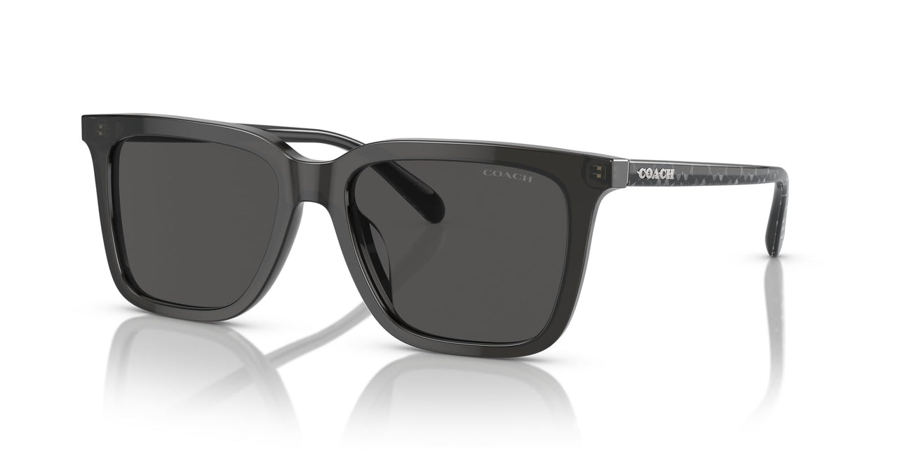 Coach HC8385U Universal Fit Sunglasses, Transparent Dark Grey/Grey Solid, 54 mm