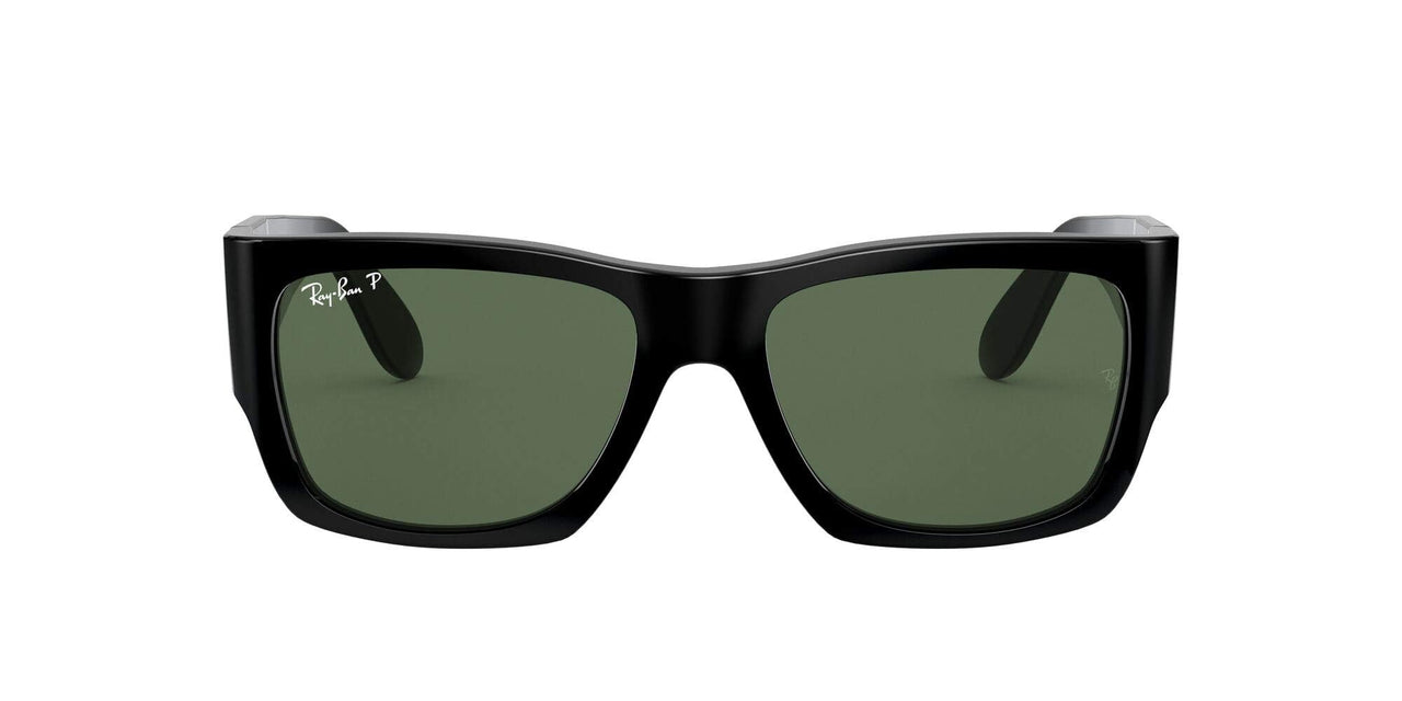 Ray-Ban Unisex RB2187 Nomad Square Sunglasses, Black/G-15 Green Polarized, 54 mm