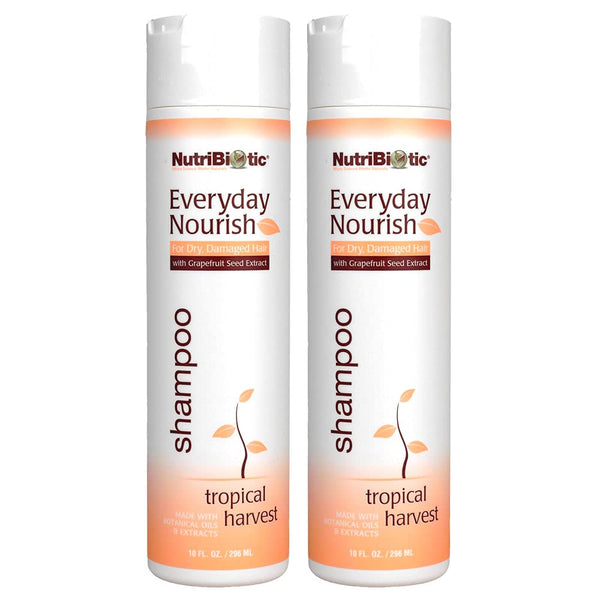 NutriBiotic Everyday Nourish Shampoo, Tropical Harvest, 10 Fl. Oz Twin Pack | GSE & Botanicals for Dry Hair | Free of Parabens, Sulfates, Dyes, Colorings, Cocamide DEA & Chlorine Derivatives