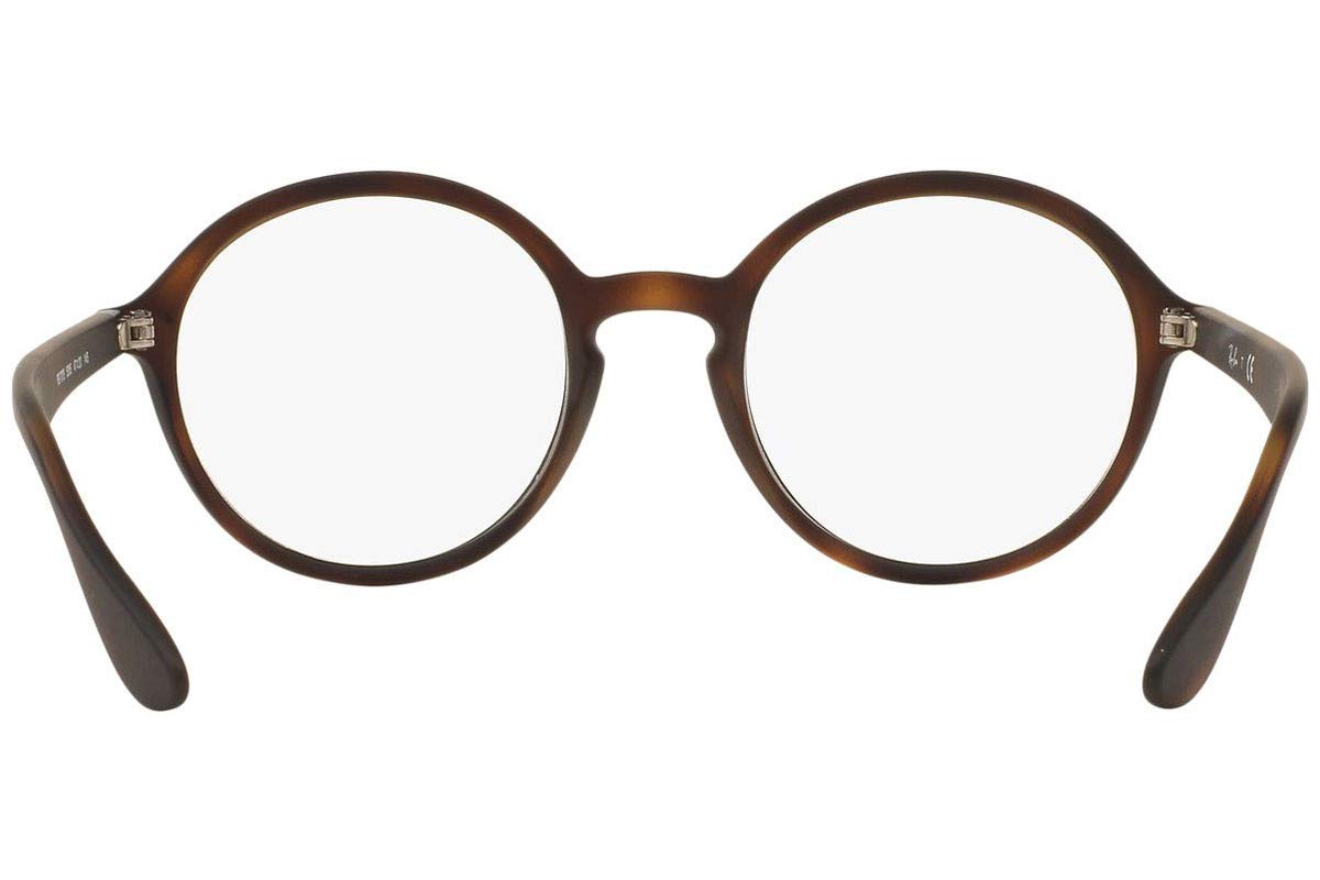 Ray-Ban RX7075 Round Prescription Eyeglass Frames, Rubber Havana/Demo Lens, 49 mm