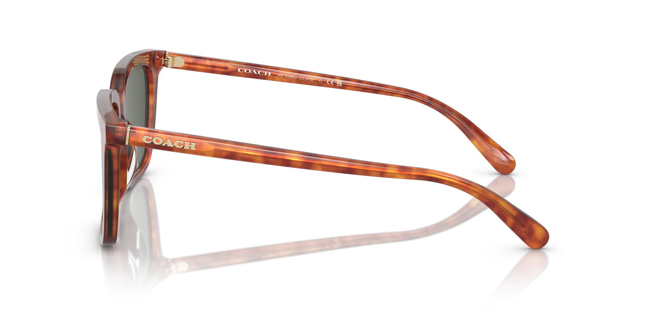 Coach HC8385U Universal Fit Sunglasses, Caramel Tortoise/Army Green Solid, 54 mm