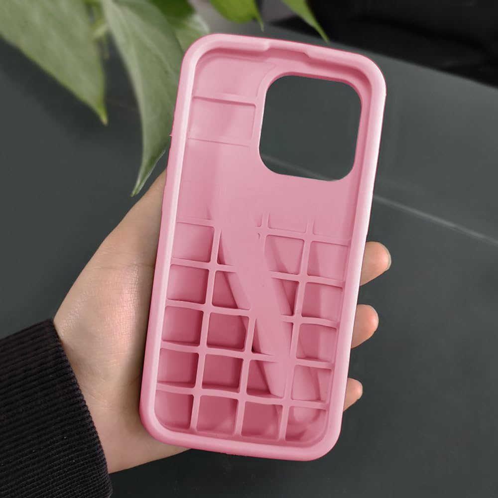 Generic Lip Gloss Phone 14 Pro Max Case - Premium Silky Silicone Lip and Phone Case with Puffy Back and Tactile Buttons for Easy Grip - Protective and Stylish Case Phone 14 Pro Max (Pink)