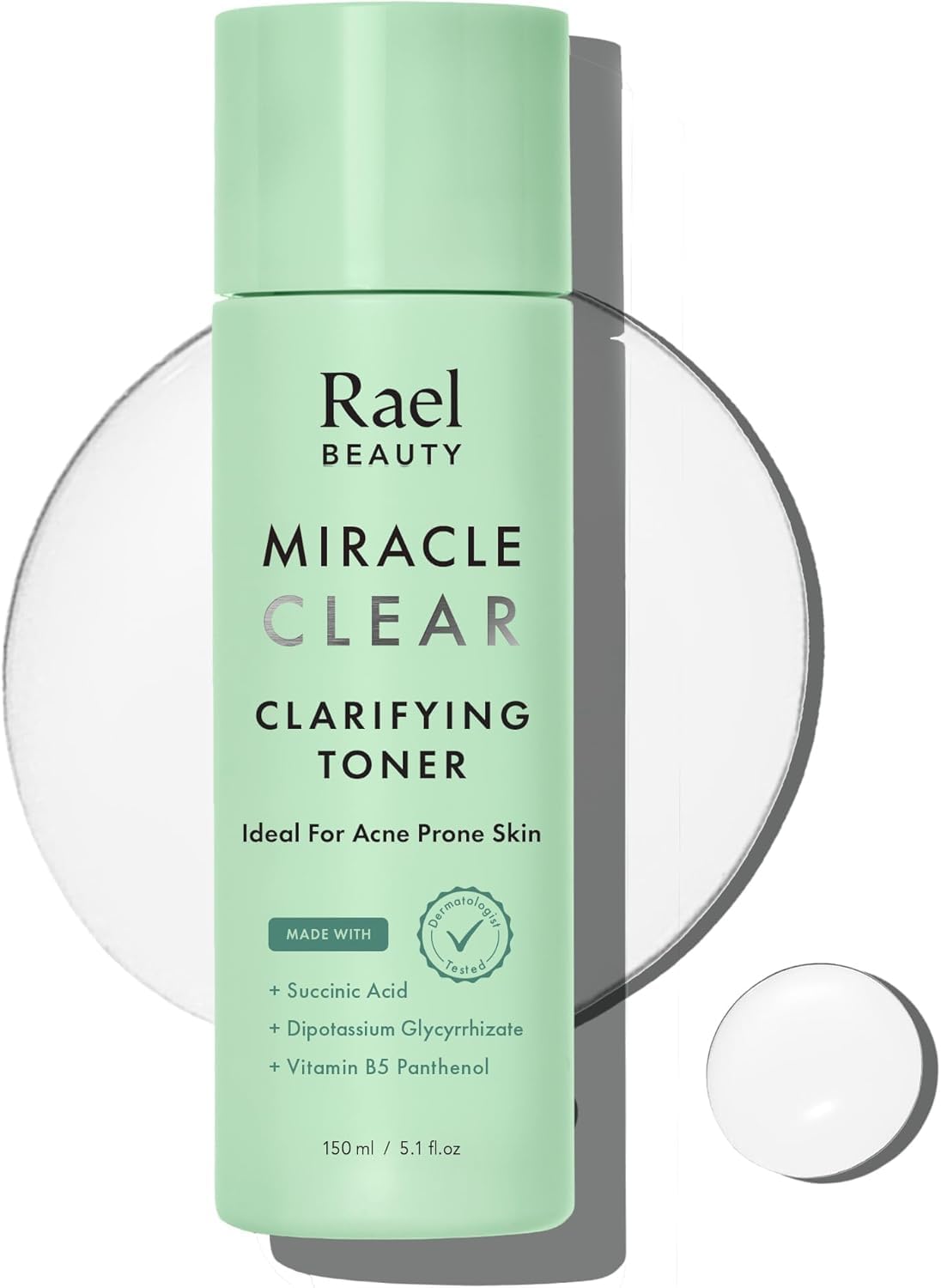 Rael Toner for Face, Miracle Clear – Daily Toner with Succinic Acid, Vitamin B5, Hydration, Korean Skin Care (5.1 oz)