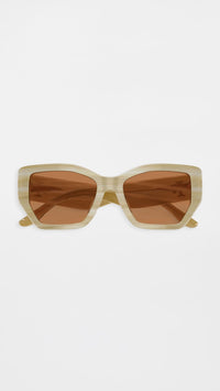 Thumbnail for Tory Burch TY7187U Brown & Ivory Horn Sunglasses 53mm