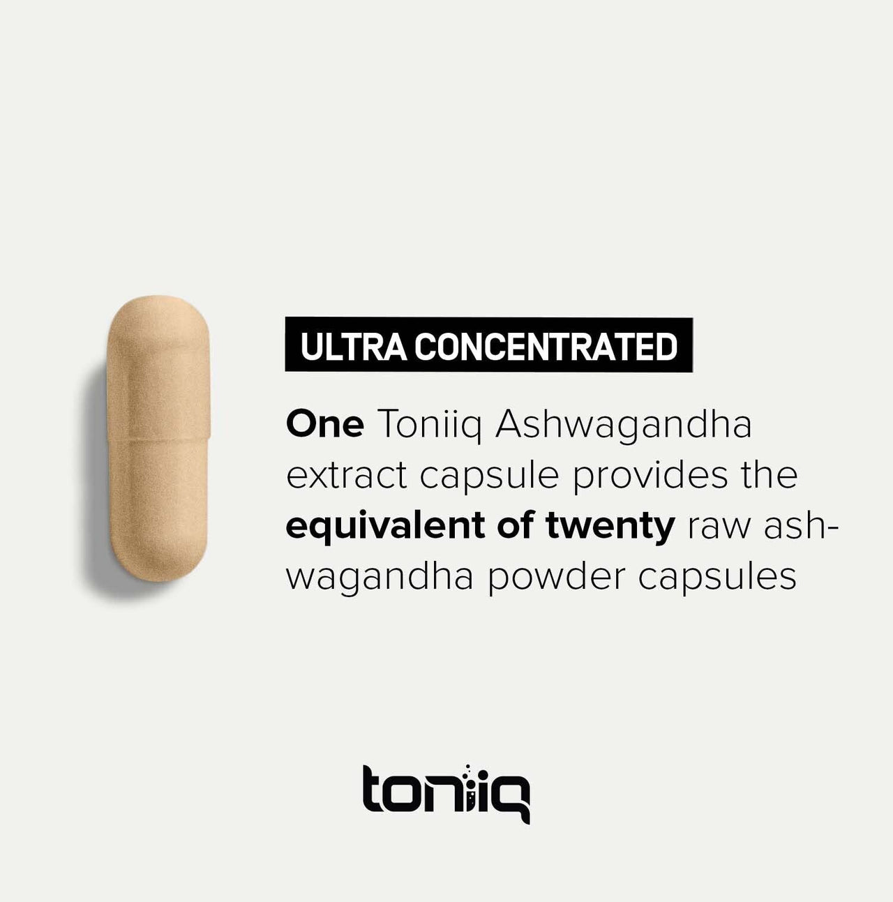 Toniiq Ashwagandha - Ultra High Potency 20:1 Extract with 10% Withanolides - Wild Harvested in India - Highly Concentrated - Third-Party Lab Tested - 90 Capsules