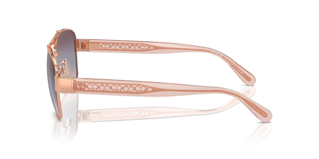 COACH Women's HC7161 Aviator Sunglasses, Shiny Rose Gold/Purple Blue Pink Gradient, 56 mm