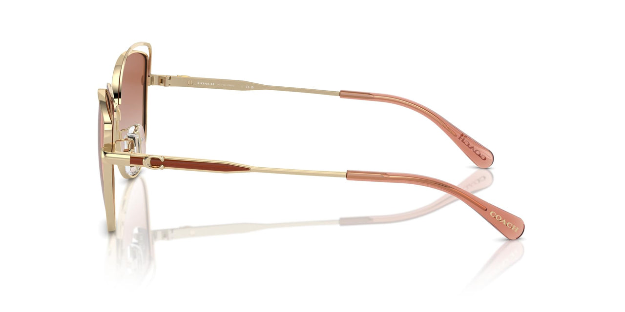 COACH Women's HC7162 Cat Eye Sunglasses, Shiny Light Gold/Nutmeg/Amber Gradient, 57 mm