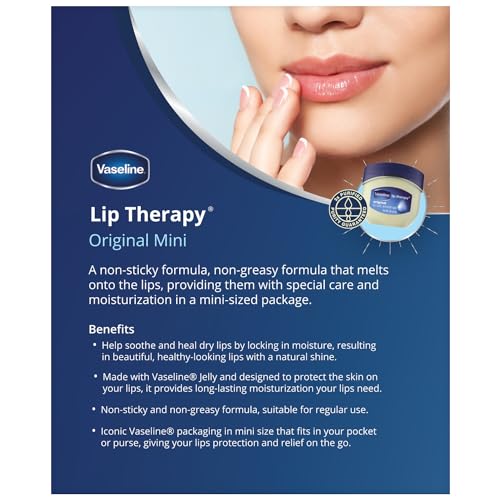 Vaseline Lip Therapy 6-Pack – Mini Lip Balm for Healing Dry Lips, Travel-Size Petroleum Jelly Lip Care, Premium Gift Set, 0.25 Oz Each