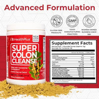 Thumbnail for Health Plus Super Colon Cleanse, 12 oz Powder, 68 Servings - Natural Detox, Digestive Constipation Relief, Gentle Gut Cleanse with Psyllium Husk & Senna Leaf