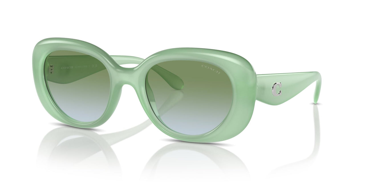 COACH Women's HC8391U Sculpted C Hardware Universal Fit Oval Sunglasses, Milky Mint/Green Blue Gradient, 53 mm