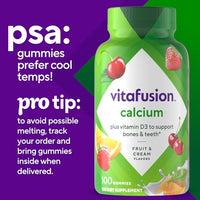 Thumbnail for vitafusion Chewable Calcium Gummy Vitamins for Bone and Teeth Support, Calcium Gummies, Fruit and Cream Flavor, 100 Count, 50 Day Supply