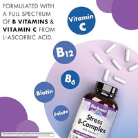 Thumbnail for Bluebonnet Nutrition Stress Relief B Complex Vegetable Capsules, Vitamin B6, B12, Biotin, Folate, Vegan, Gluten & Soy & Milk Free, Kosher, Unflavored, 100 Count