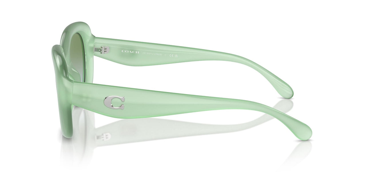 COACH Women's HC8391U Sculpted C Hardware Universal Fit Oval Sunglasses, Milky Mint/Green Blue Gradient, 53 mm