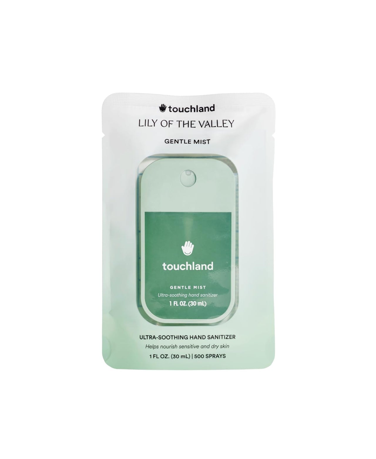 Touchland Gentle Mist Ultra-Soothing Hand Sanitizer Spray, Lily Of The Valley scented, 1FL. OZ. Travel Size
